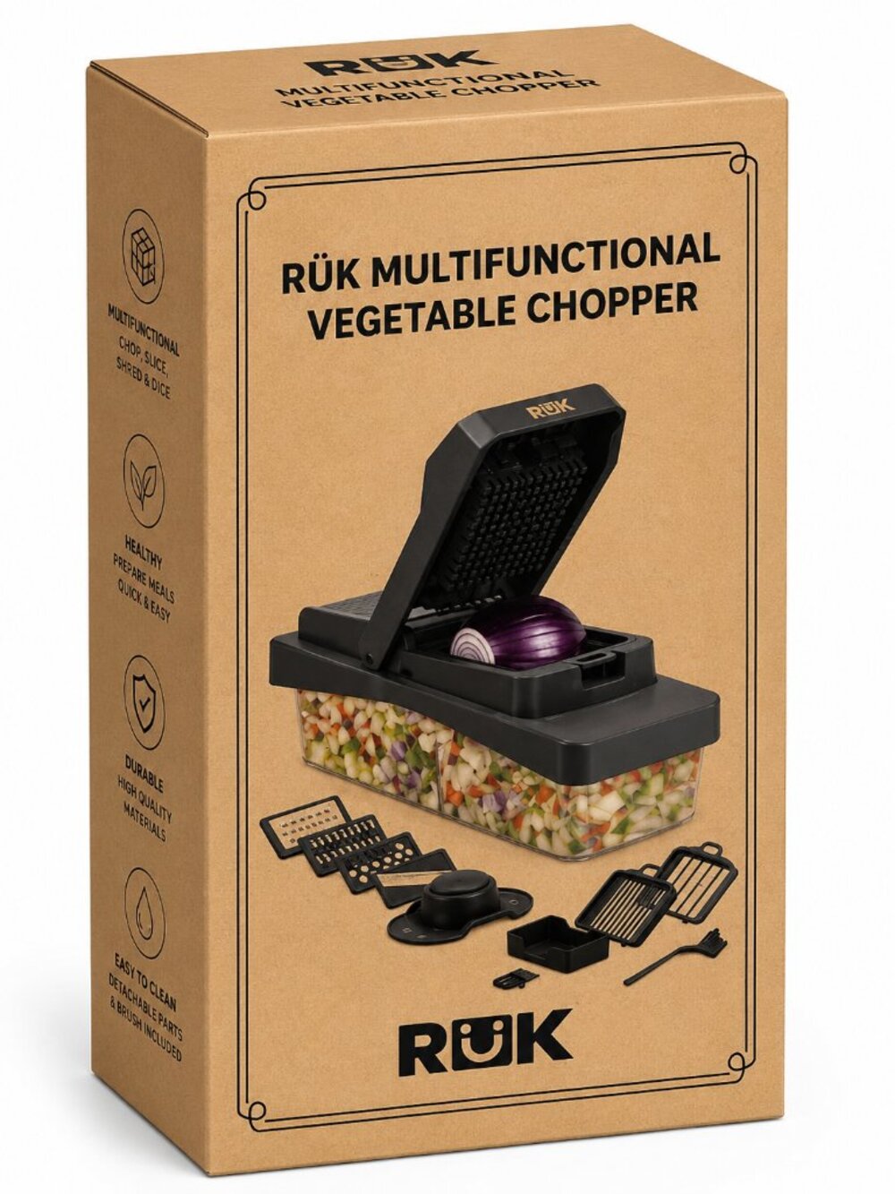 RÜK Multifunctional Vegetable Chopper Dicer Grater Set NEW in Box